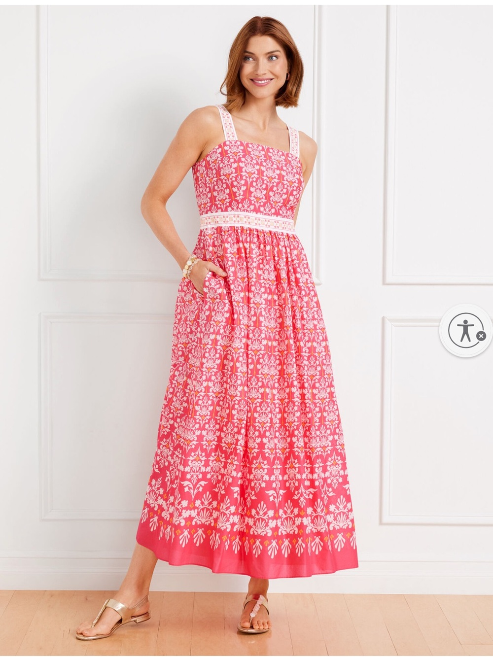 Talbots VOILE FIT & FLARE MAXI DRESS - DAMASK BOUQUETS